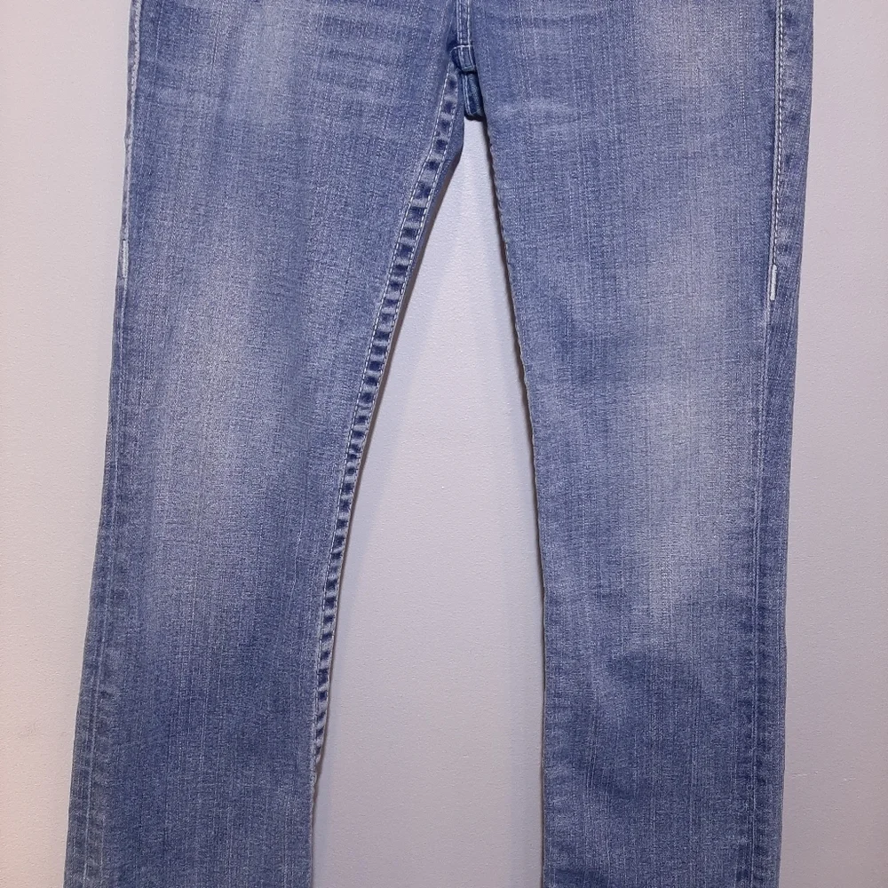 True Religion Johnny Slim Straight Jeans Distressed Mid Rise Blue Denim Size 29 - Picture 3 of 15